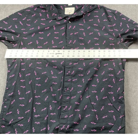 Bixby Slim Fit Shark Print Button Shirt Mens XL Black Neon Pink Coastal Casual - Picture 6 of 9